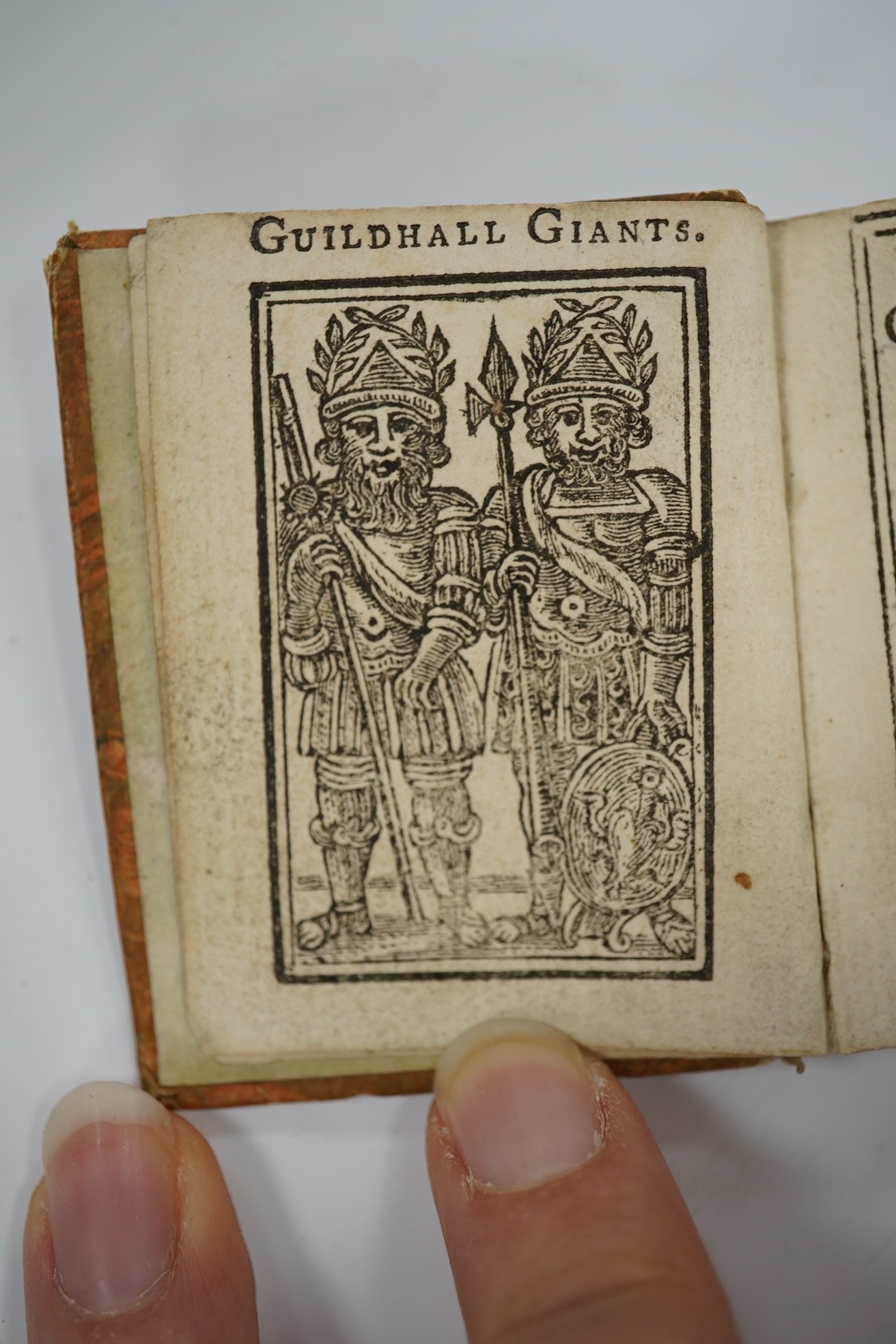 Boreman, Thomas - The Gigantick History of the Two Famous Giants, and other Curiosities in Guildhall, London. 3rd edition, corrected. engraved frontis., head and tailpiece decorations; original Dutch floral patterned boa